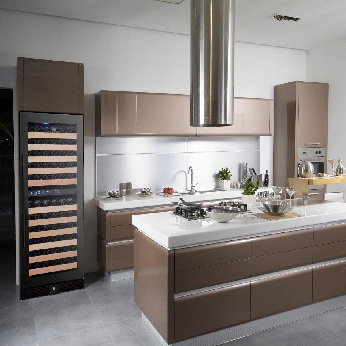 KingsBottle 56" Stainless Steel Freestanding Wine Refrigerator, KBU100DX-SS RHH - Premier Home Living