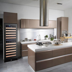KingsBottle 56" Stainless Steel Freestanding Wine Refrigerator, KBU100DX-SS RHH - Premier Home Living